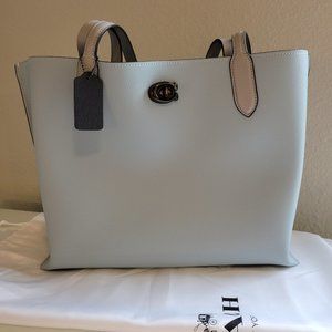 Coach Willow Colorblock Tote Light Blue and Grey w/Signature Interior Like New